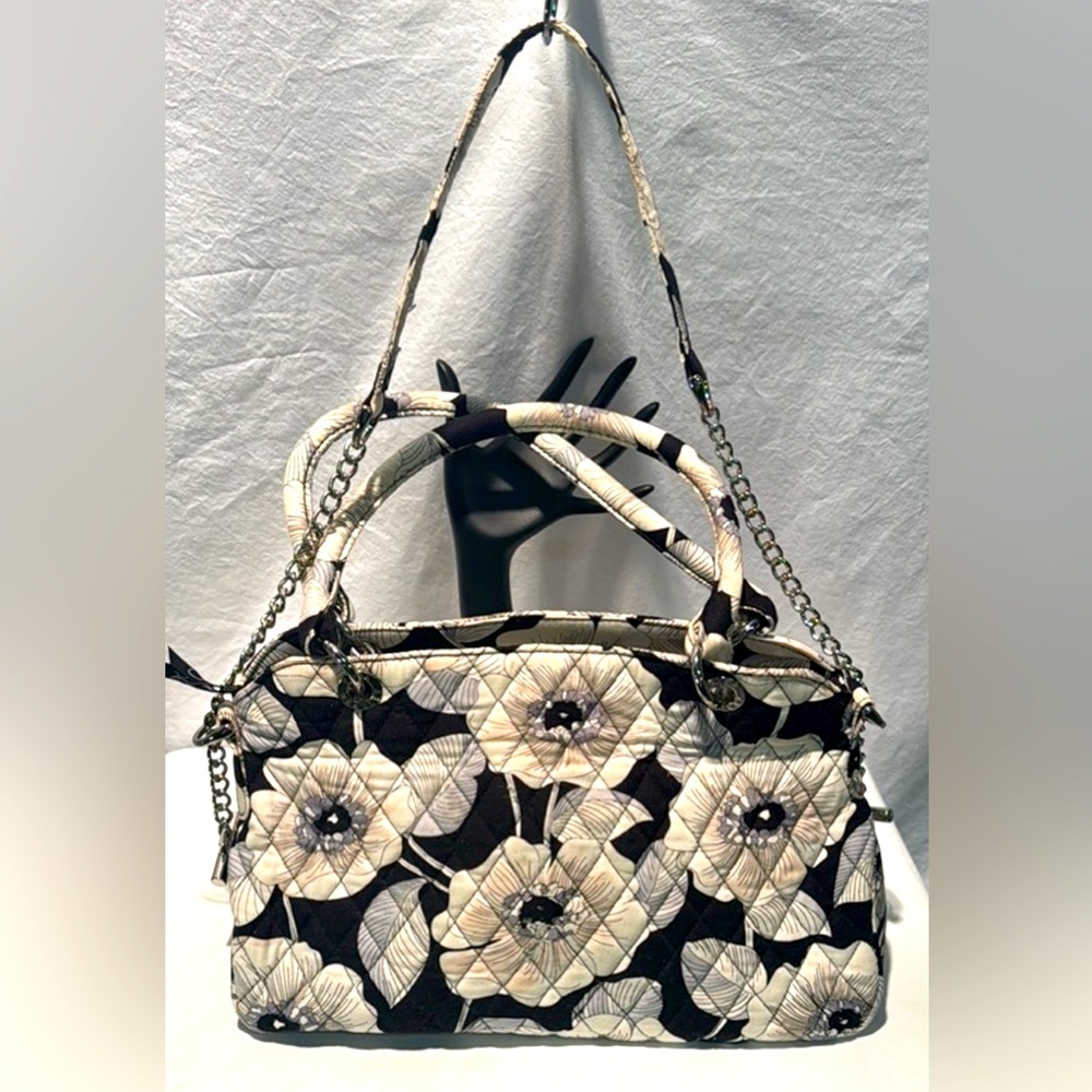 Vera Bradley Black and White Shoulder Bag with Snakeskin Pattern